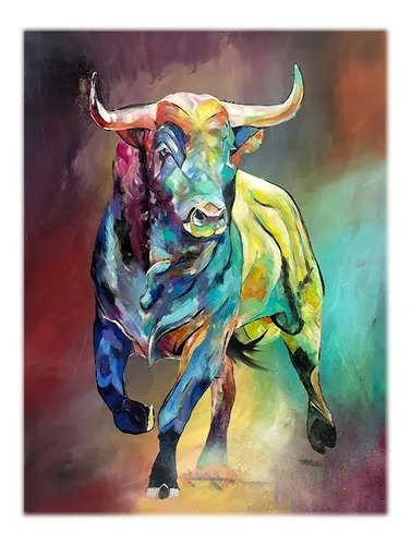 Cuadro Decorativo Toro De Lidia Colores Arte 50x70cm