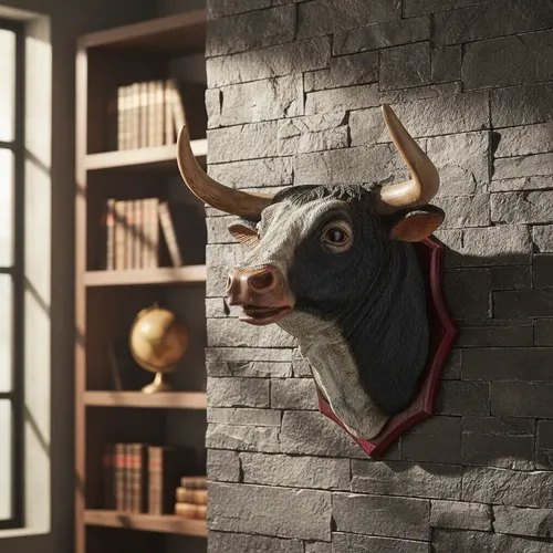 Cabeza De Toro Decorativa De Resina Para Pared