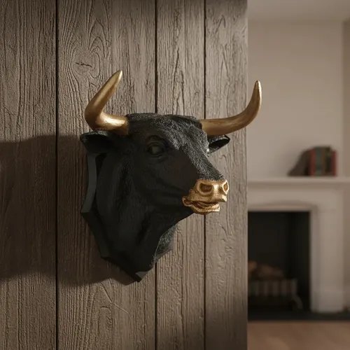Escultura De Cabeza De Toro De Lidia Para Colgar Minimalista