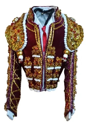 Casaquita De Torero En Miniatura Color Corinto Y Oro
